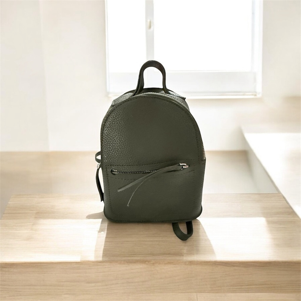 Green Mini Leather Backpack One Size